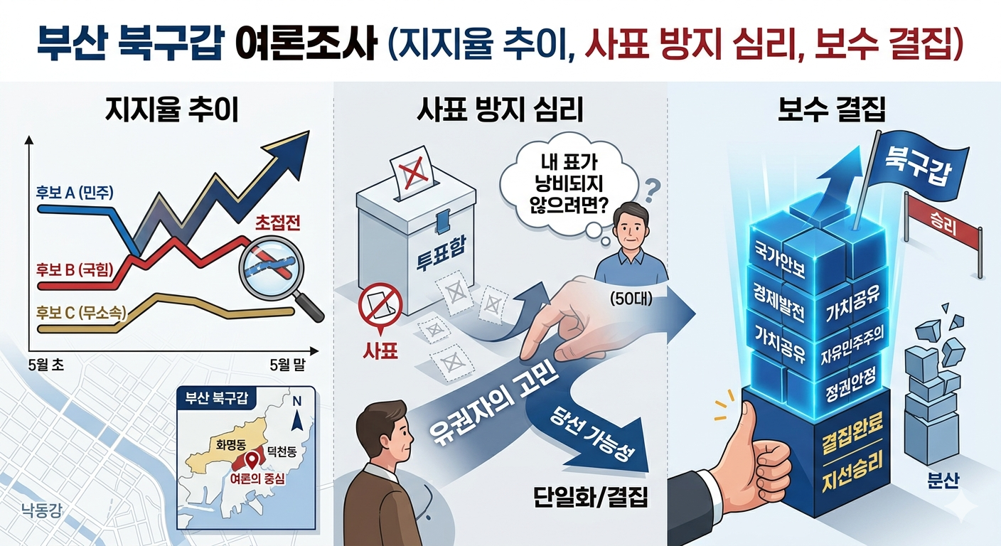 부산 북구갑 여론조사 (지지율 추이, 사표 방지 심리, 보수 결집)