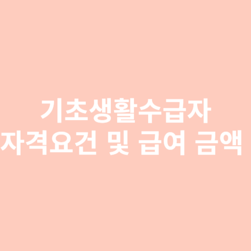 기초생활수급자 자격요건