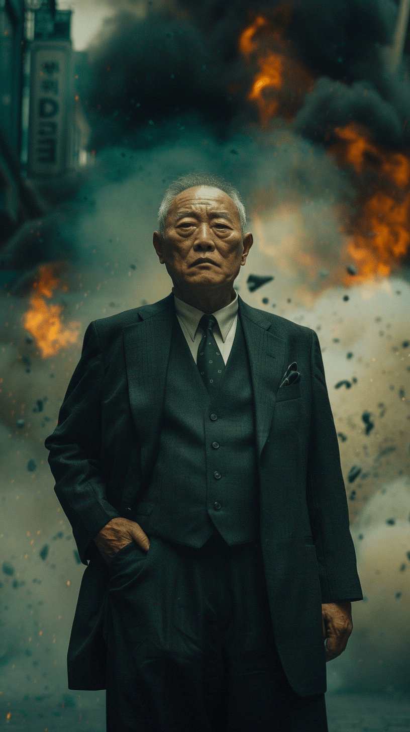 폭발-장면을-배경으로-서-있는-노인