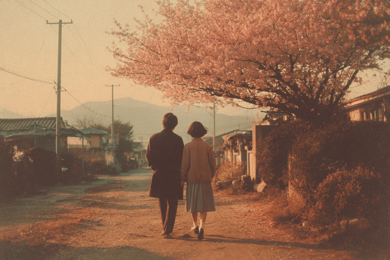 부부가-꽃길을-걷는-장면