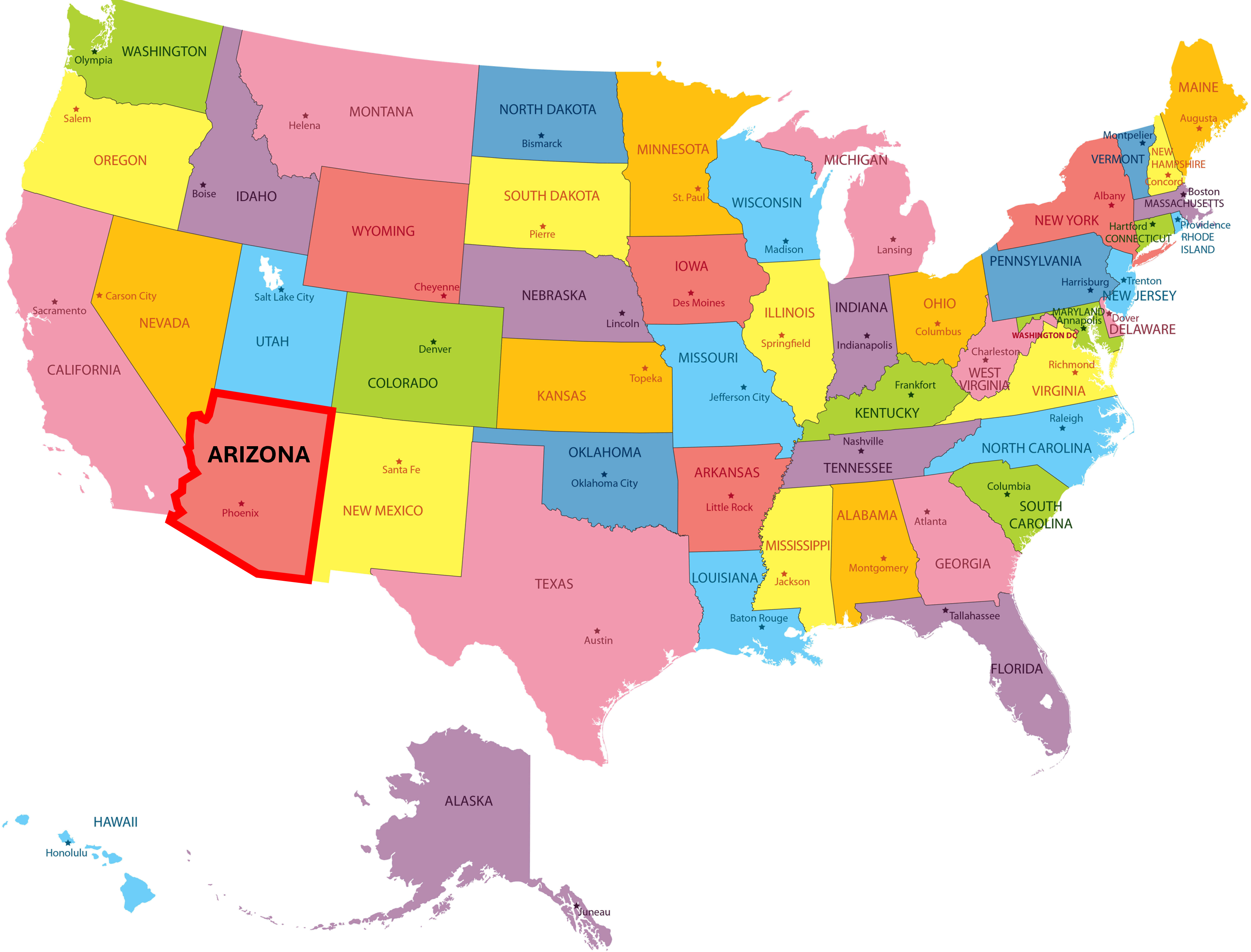 미국내 애리조나주 위치