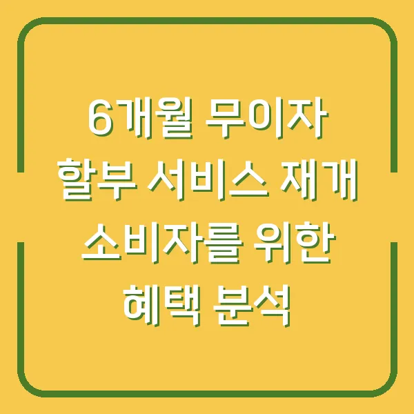 6개월 무이자 할부 서비스 재개 소비자를 위한 혜택 분석