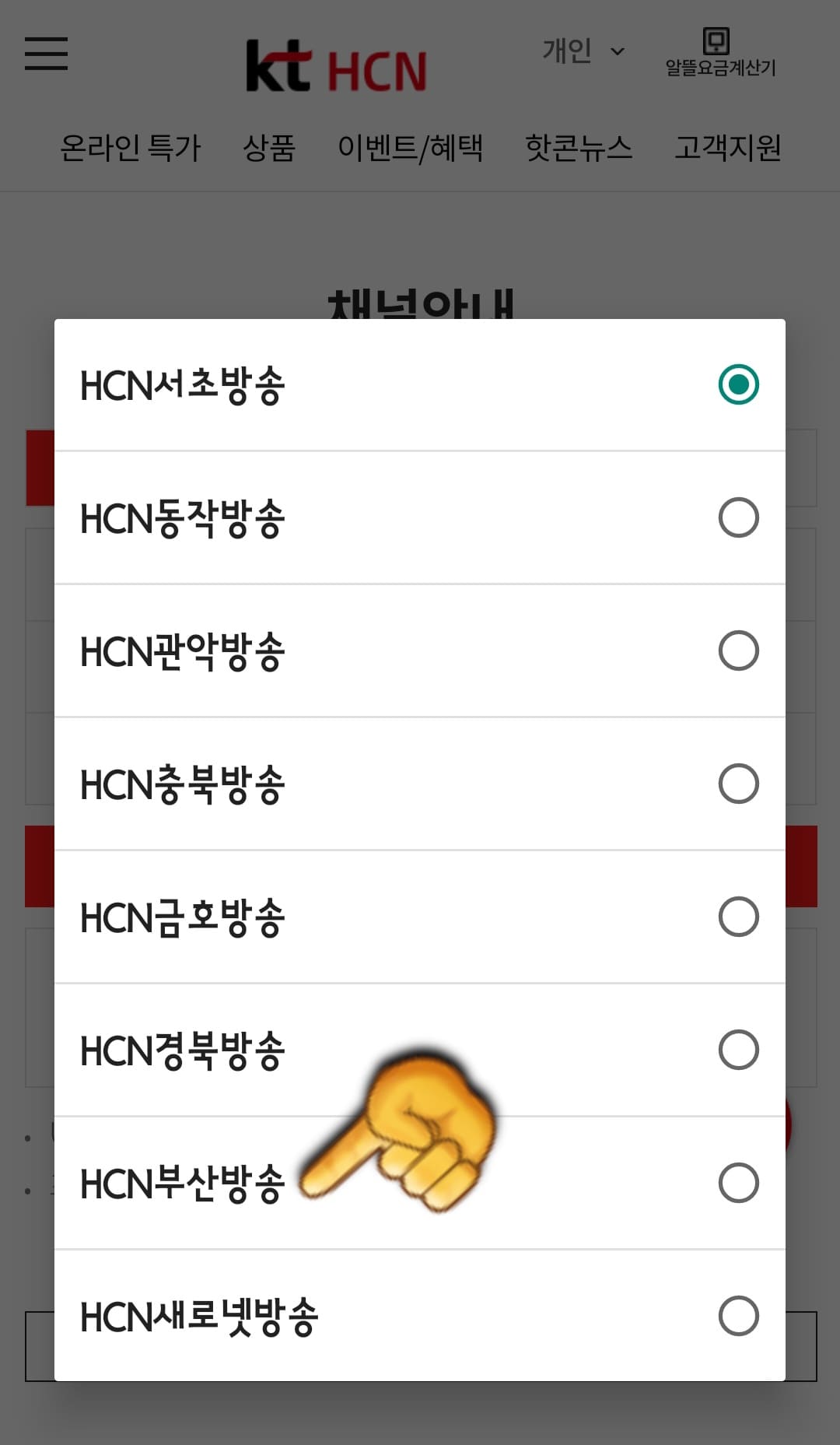 KT-HCN-부산방송-채널번호-및-편성표-확인-방법-안내-HCN-부산방송의-채널-번호를-알아야-하기-때문에-HCN-서초방송,-HCN-동작방송,-HCN-관악방송,-HCN-충북방송,-HCN-금호방송,-HCN-경북방송,-HCN-부산방송,-HCN-새로넷방송-중-HCN-부산방송을-선택하세요.