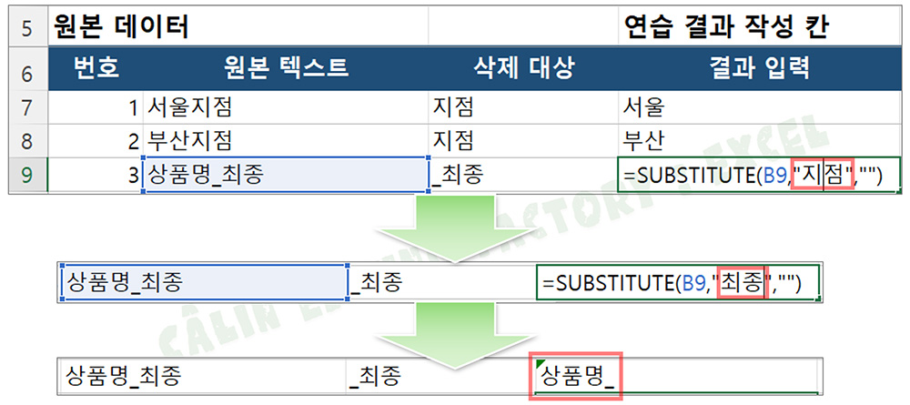상품명_최종 데이터 옆의 수식을 최종 단어로 바꾸어 상품명만 남긴 화면