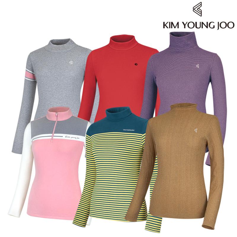 김영주 골프웨어 가을 겨울 여성 골프기모티셔츠 반집업 반목폴라티 이너 긴팔 상의