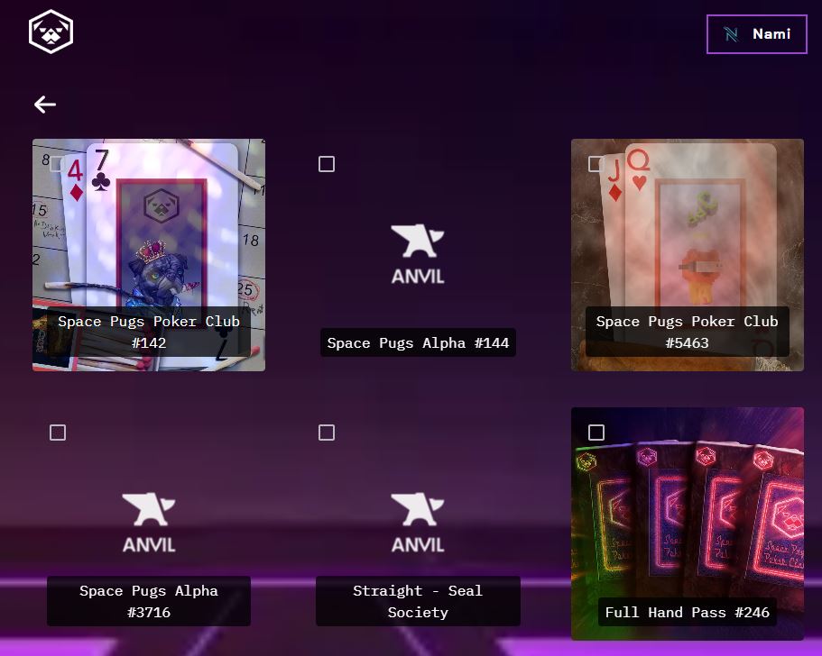 스페이스 퍼그 알파 & 포커 클럽 NFT 스테이킹-NFT