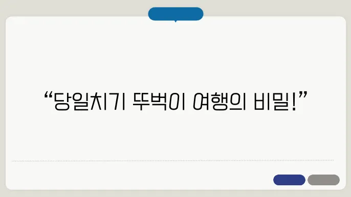 국내 뚜벅이 당일치기 여행 코스 추천