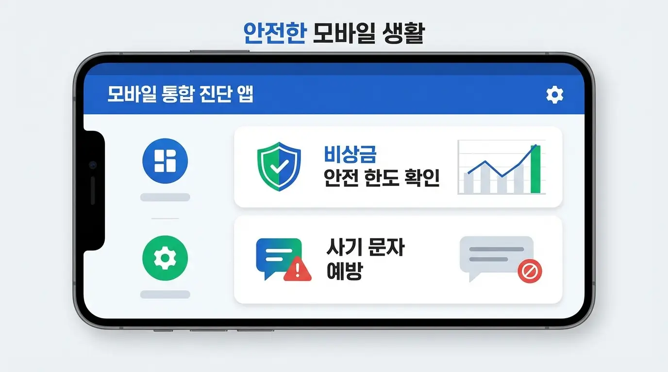 모바일 통합 진단 앱 비상금 안전 한도 확인 및 사기 문자 예방