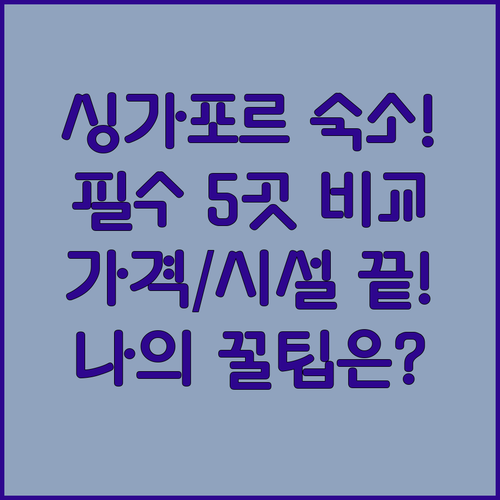 싱가포르 인기 호텔 5곳 위치 시설 ..