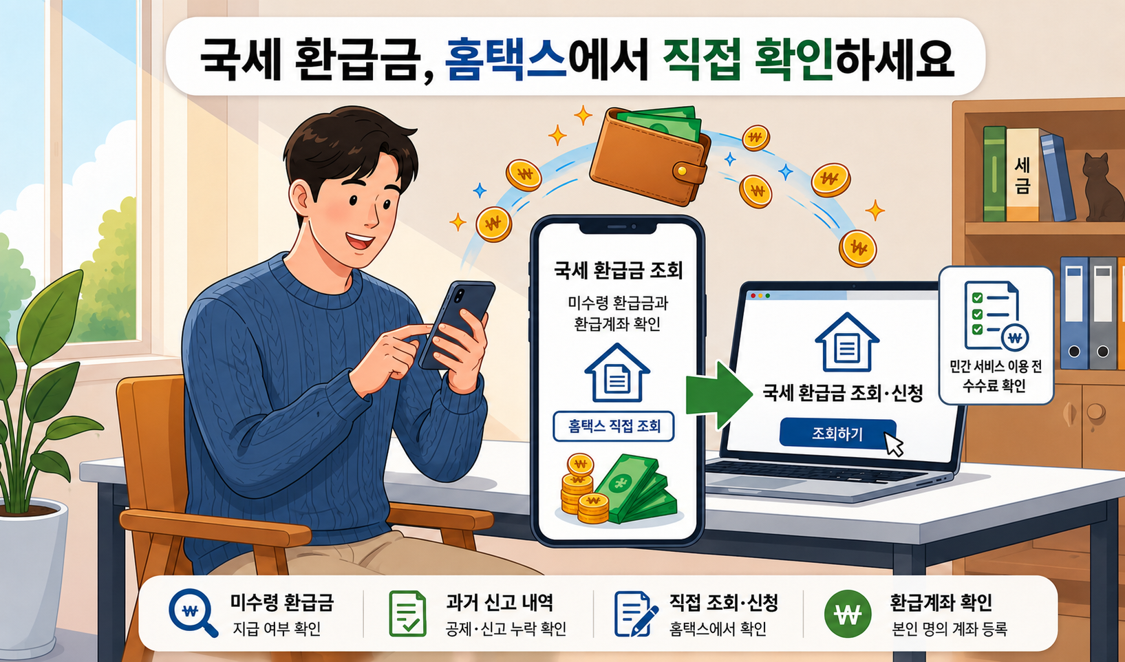 홈택스에서 미수령 국세 환급금과 환급계좌를 직접 확인하는 방법