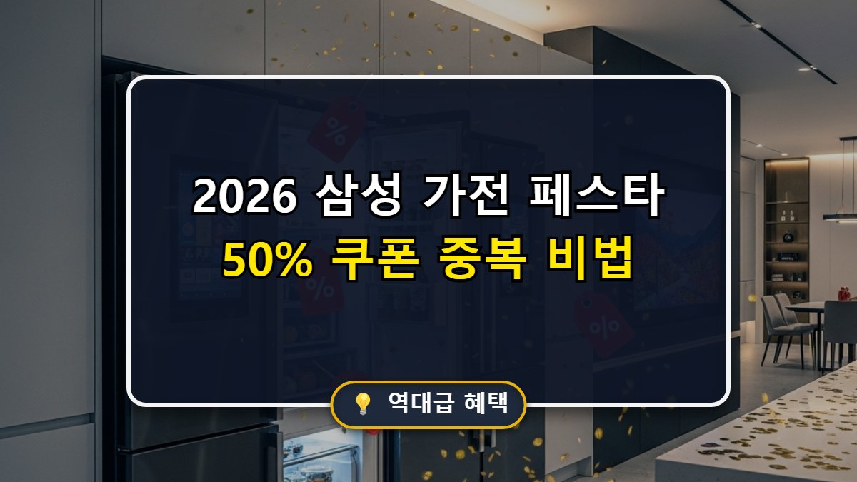 삼성 가전 감사 페스티벌 50% 할인 쿠폰 중복 적용 방법 메인 썸네일 이미지