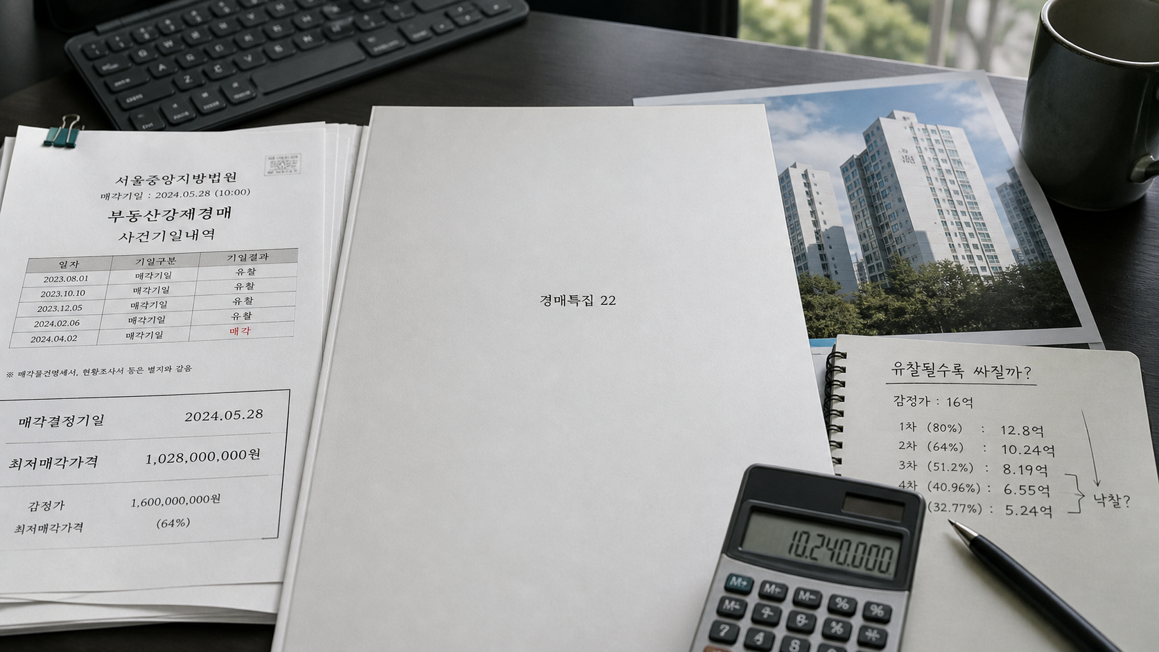 유찰될수록 무조건 싸질까? 최저가의 함정의 핵심 확인 항목을 정리한 부동산 경매 안내 표지