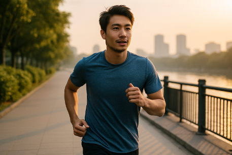 질서 있는 하루를 위한 아침 러닝을 실천하는 아시아 남성 러너