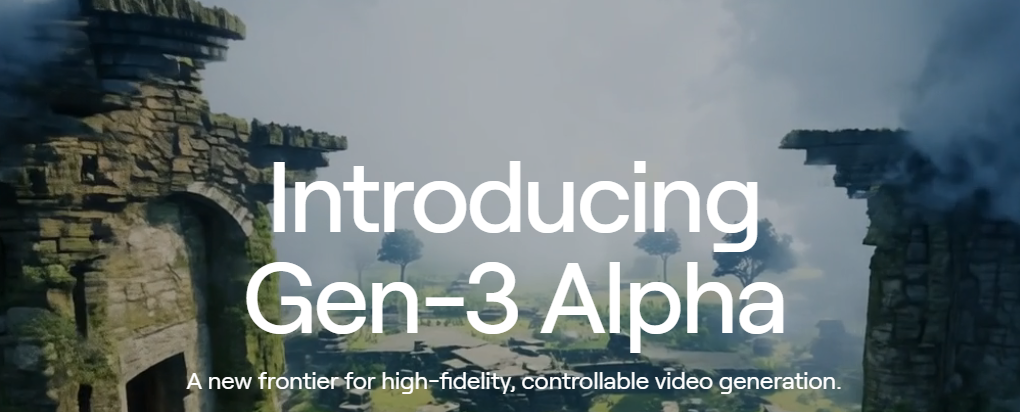Runway ML이 새롭게 선보인 AI 동영상 모델 Gen-3 알파(출처- Runway 홈페이지)