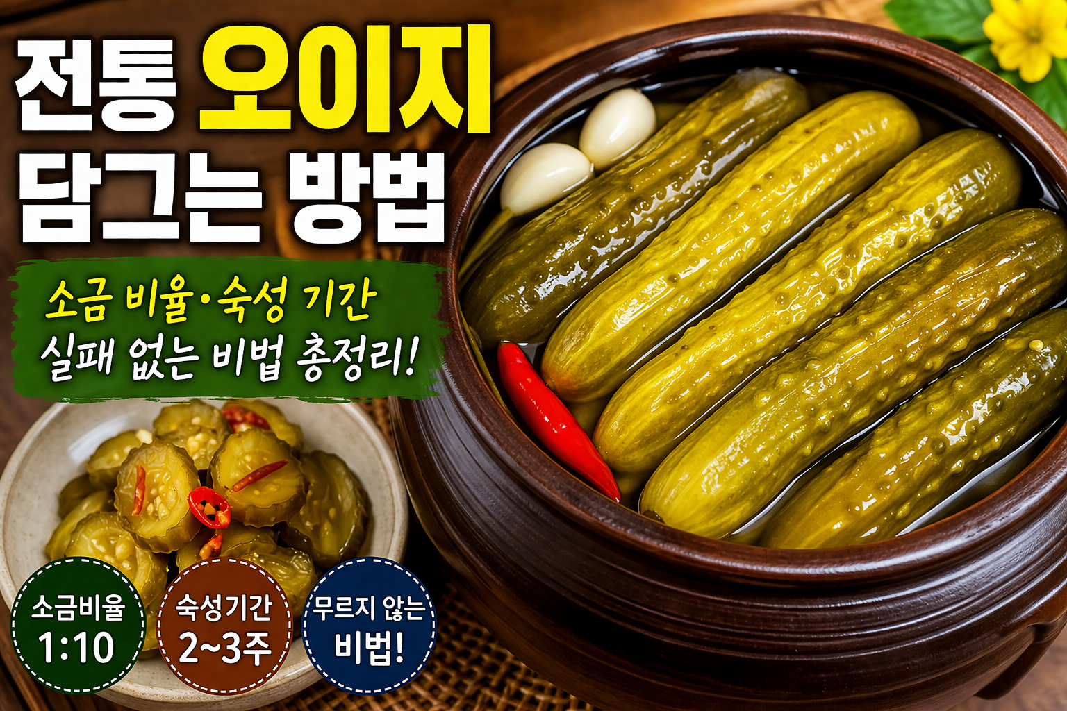 전통 오이지 담그는 방법|소금 비율·숙성 기간·실패 없는 비법 총정리