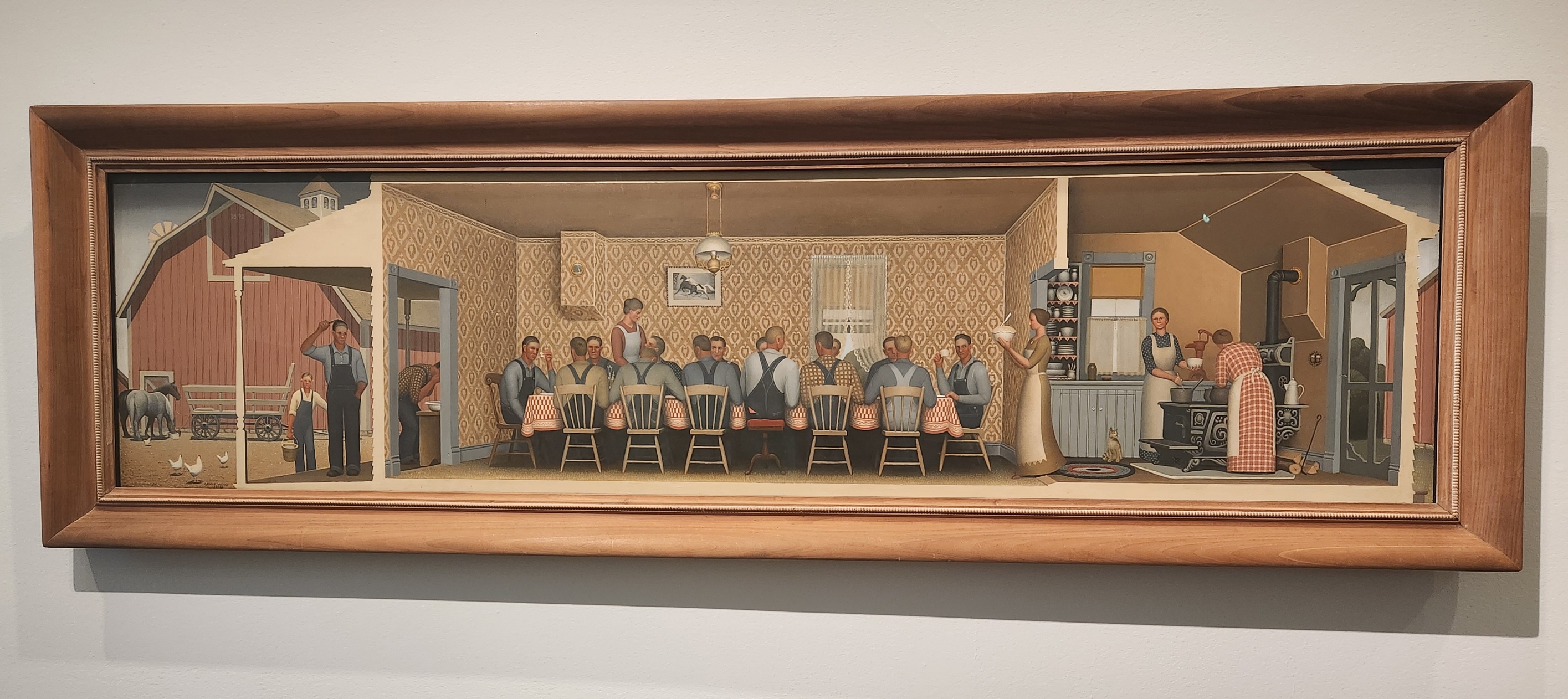 추수꾼들의 저녁식사 1934년 그랜트 우드의 작품을 보여주는 이미지