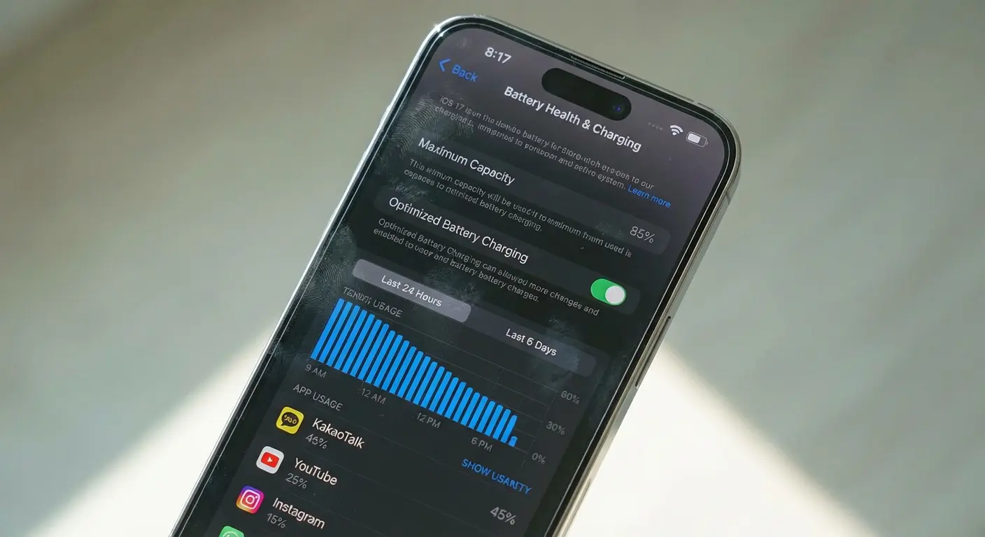배터리 상태 확인 화면