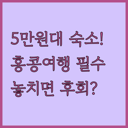 홍콩 여행 가성비 끝판왕 5만원대 조..