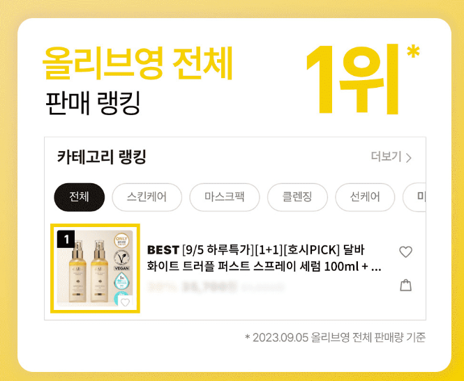 올리브영 달바 화이트 트러플 퍼스트 스프레이 세럼 판매 랭킹