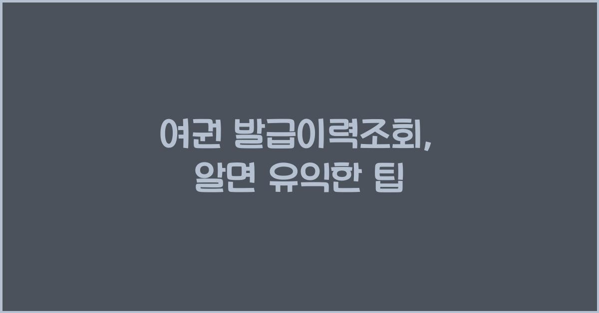 여권 발급이력조회