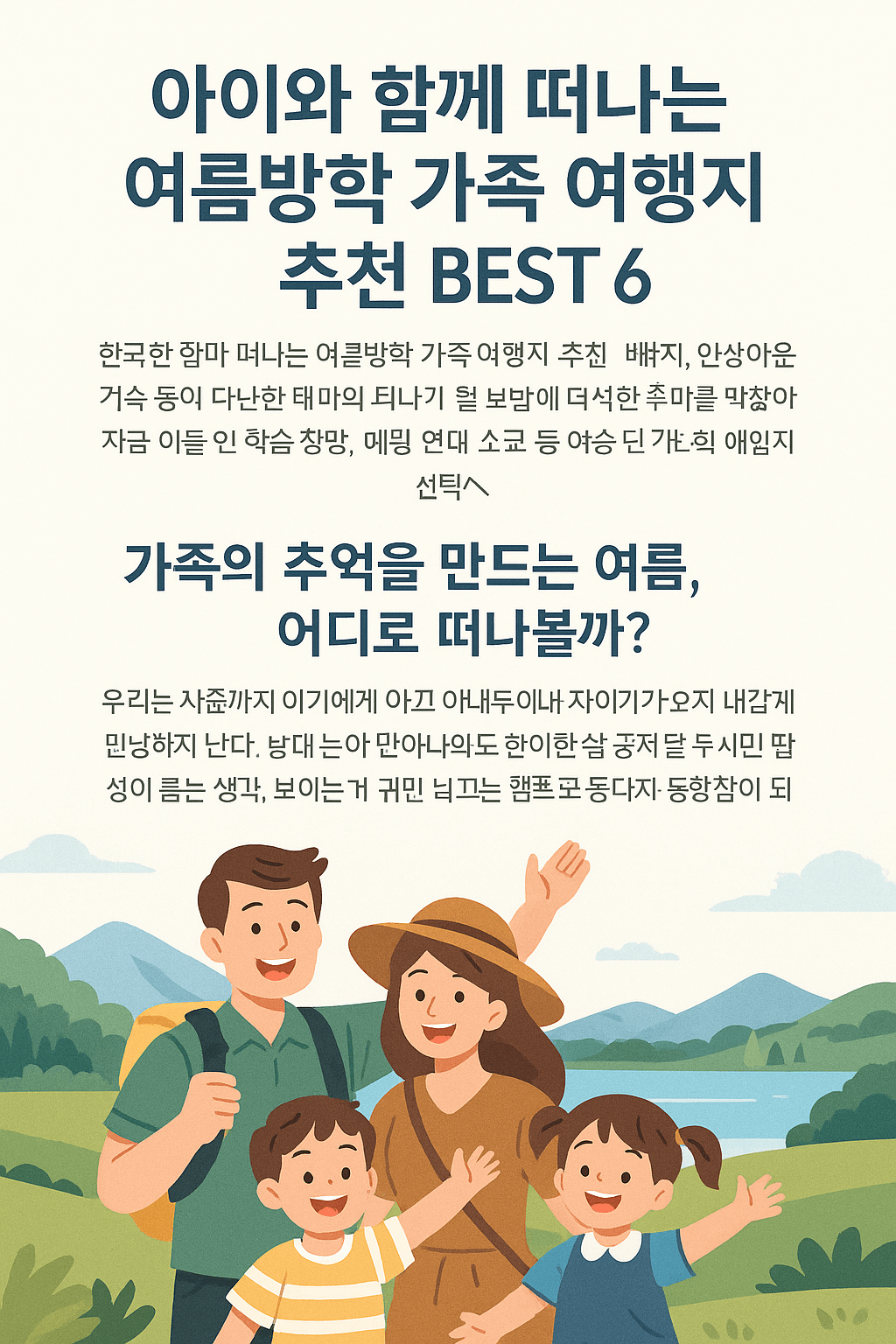 아이와 함께 떠나는 여름방학 가족 여행지 추천 BEST 6