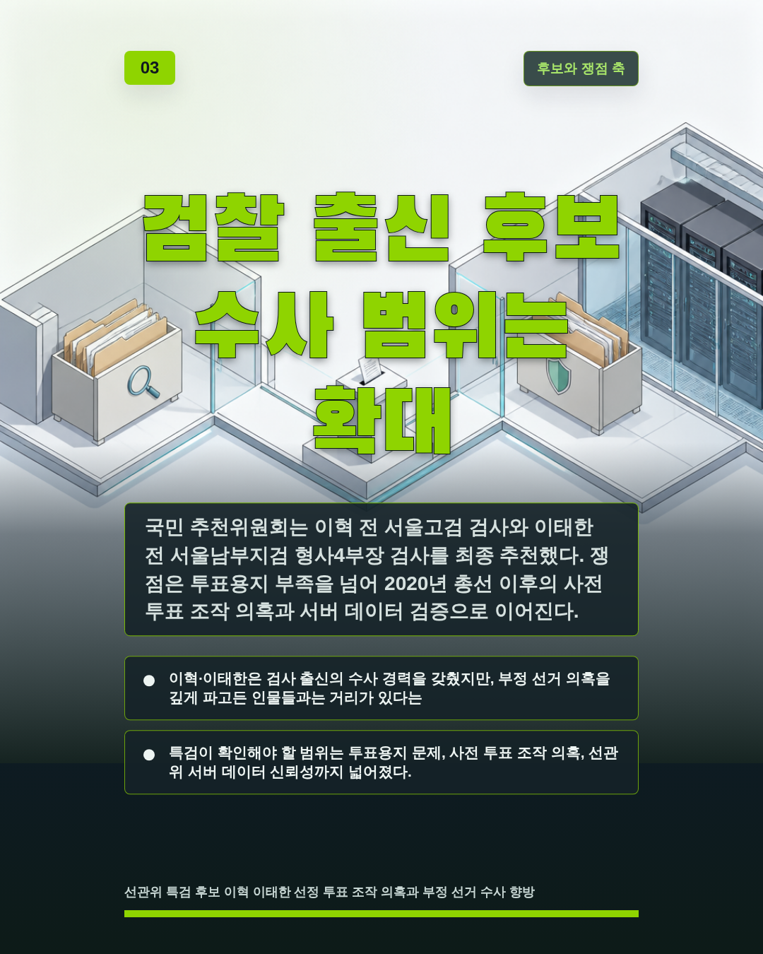 검찰 출신 후보 수사 범위는 확대