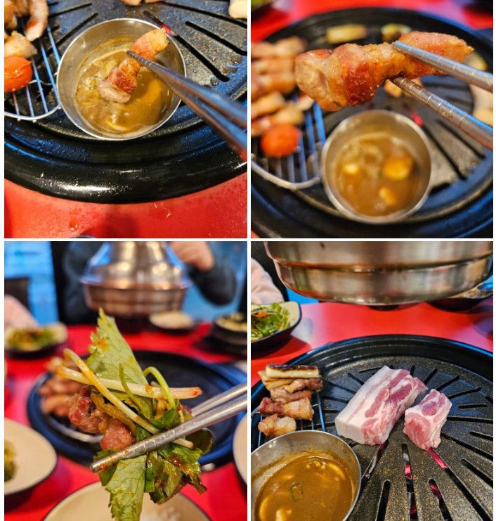 제주 흑돼지의 감칠맛을 더해주는 짭조름한 멜젓 소스 조화