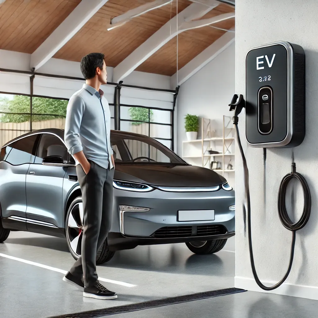 가정용-전기차-충전기-모던-차고-충전중