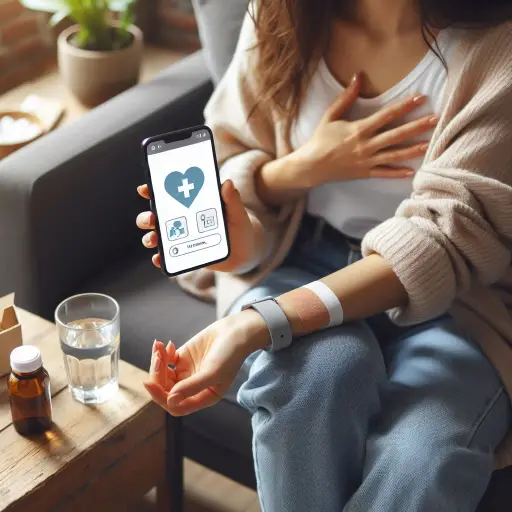 헬스케어앱 이용하는 모습