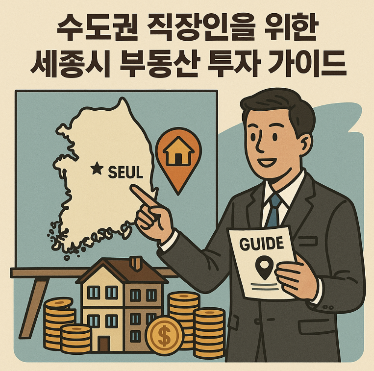 수도권 직장인을 위한, 세종시 부동산 투자 가이드를 연상 시키는 이미지