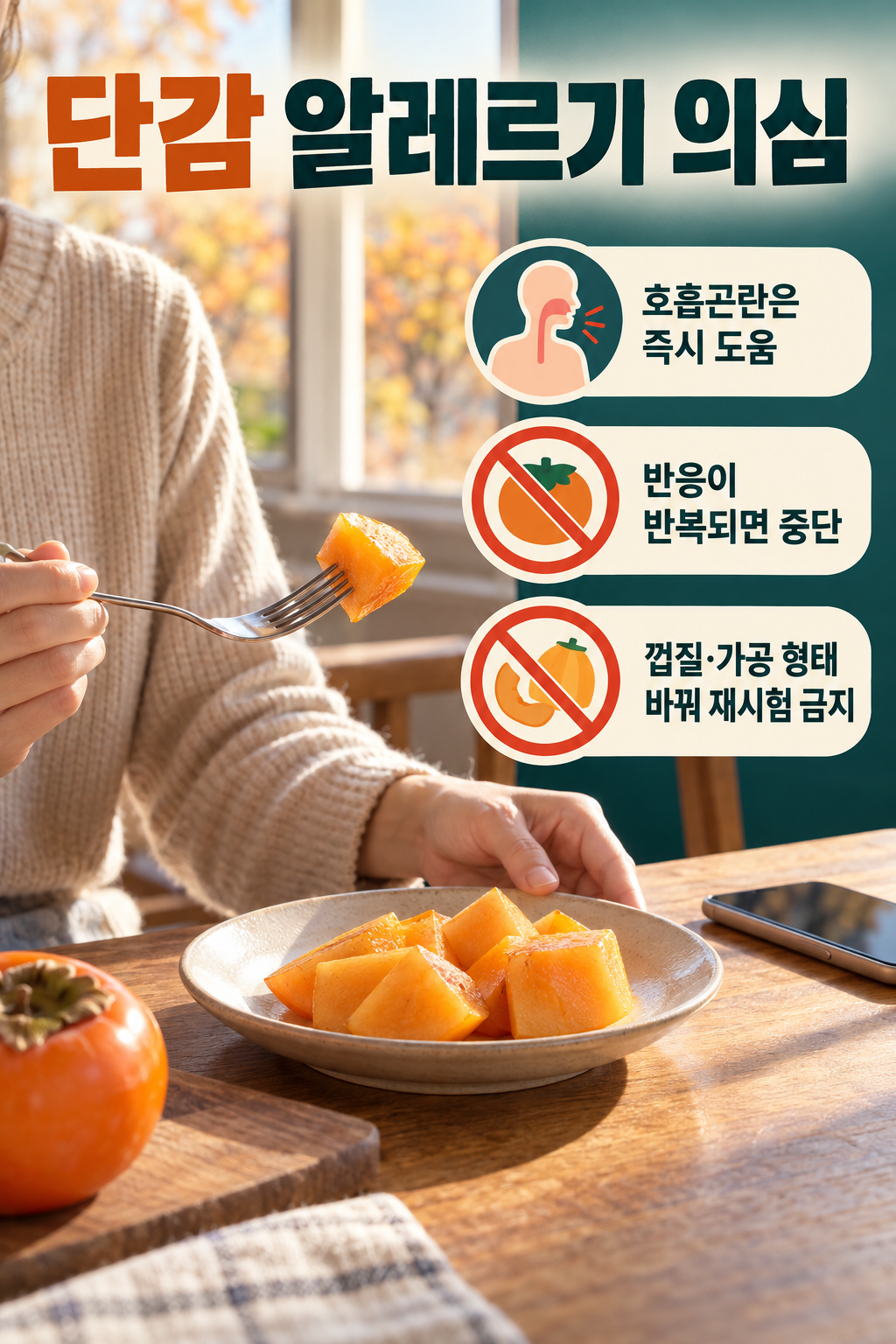 단감 &middot; 입안 가려움&middot;부음이 반복되면 단감도 멈추세요 실사 인포그래픽