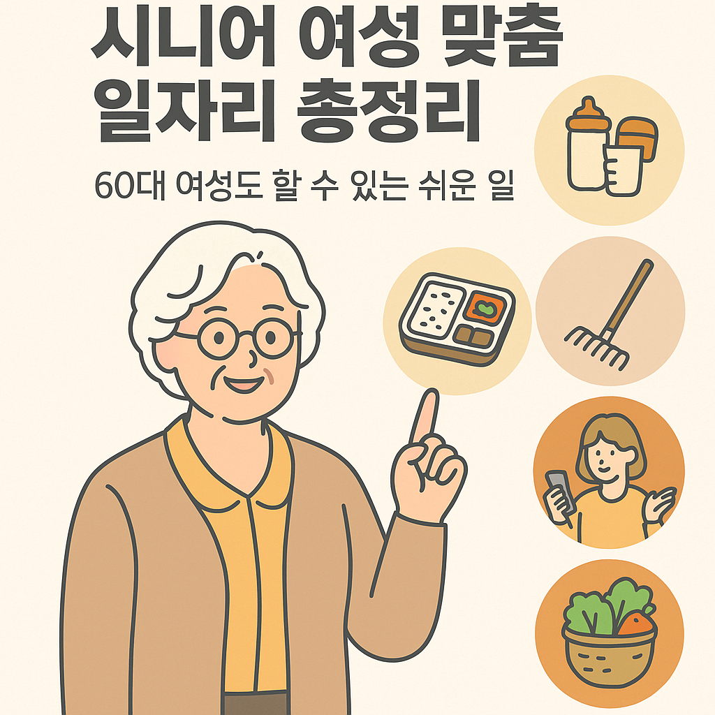 시니어 여성 맞춤 일자리 총정리 : 60대 여성도 할 수 있는 쉬운 일