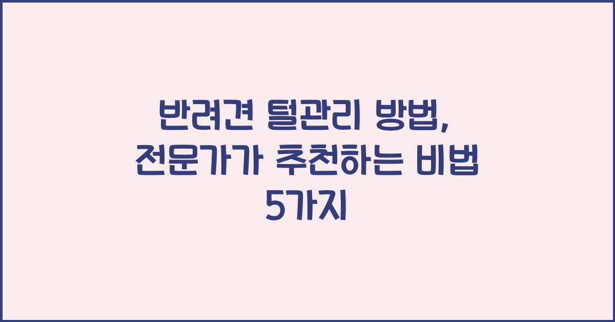 반려견 털관리 방법