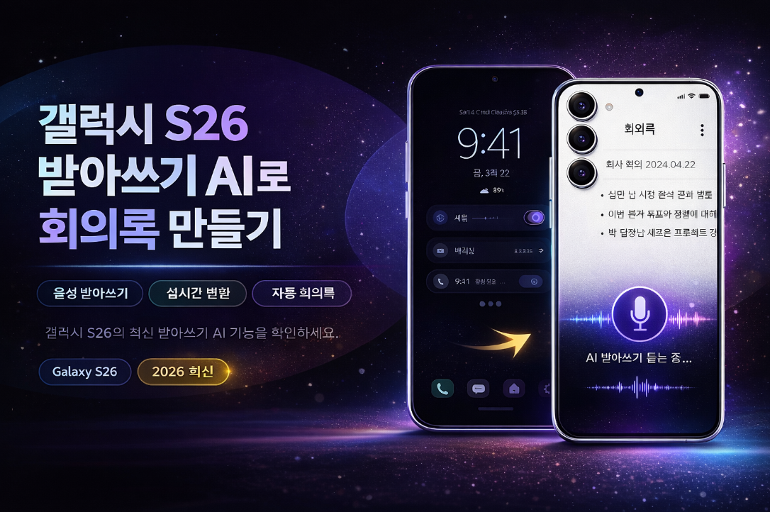 갤럭시 S26 받아쓰기 AI로 회의록 만드는 방법 설명 이미지