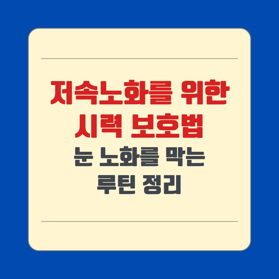 저속노화를 위한 시력 보호법｜눈 노화를 막는 루틴 정리