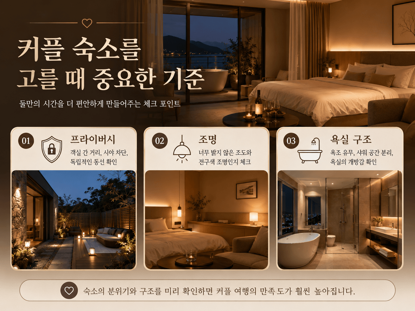 커플 숙소를 고를 때 중요한 기준