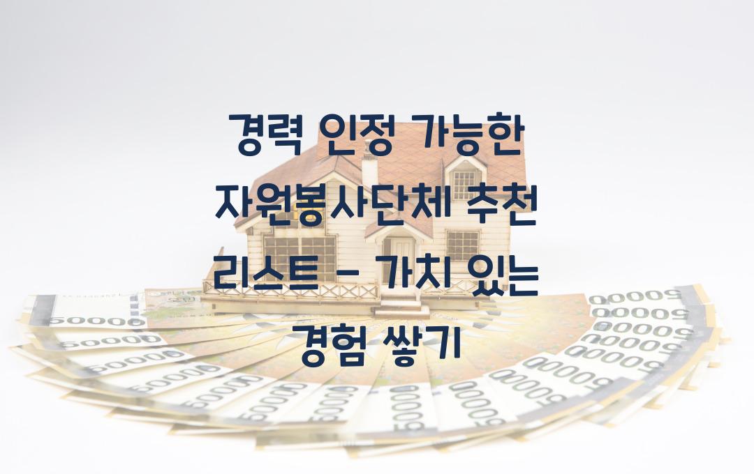 경력 인정 가능한 자원봉사단체 추천 리스트