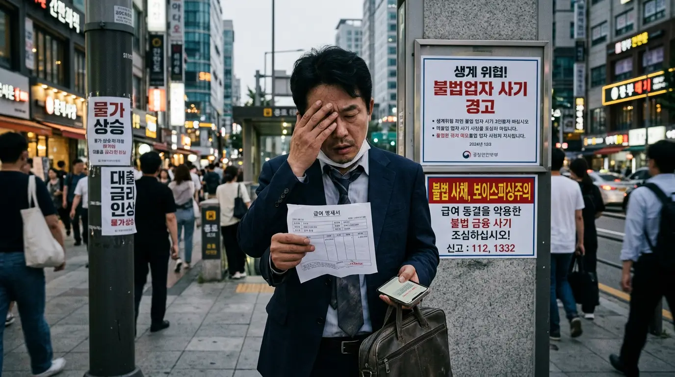 급여 동결의 공포 생계 위협 불법 업자 사기 경고