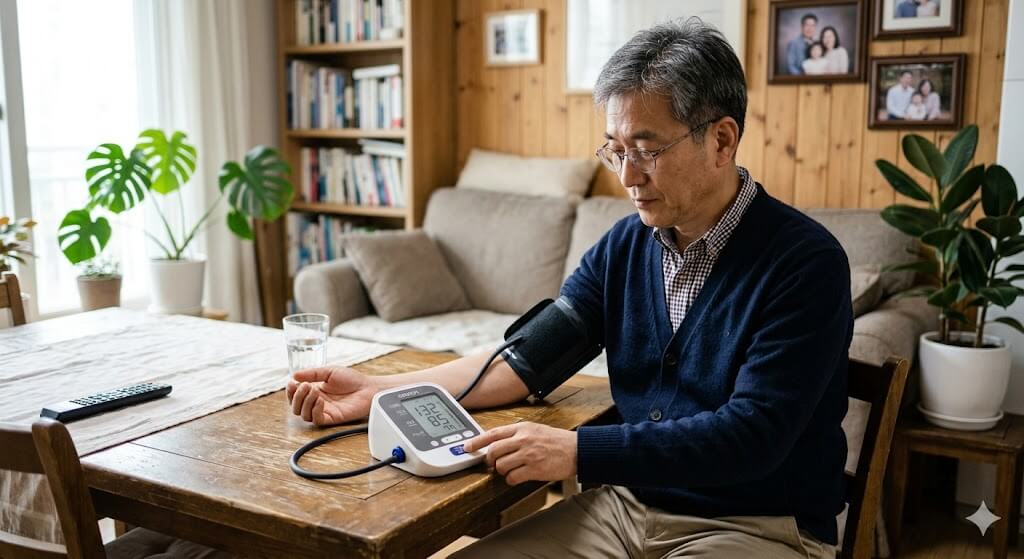 고혈압 체크하는 모습