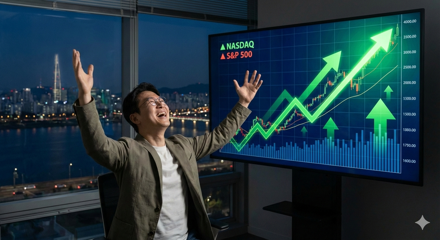 주가가 상승해서 기뻐하는 투자자