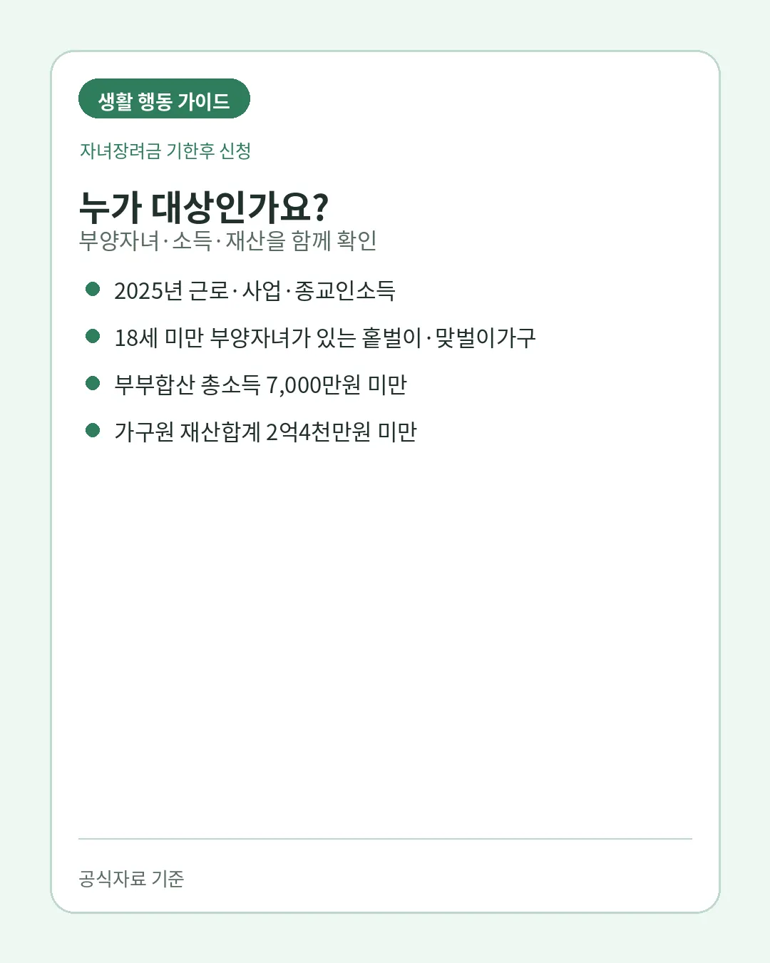 자녀장려금 자녀 1명당 지원액과 기한후 5퍼센트 감액
