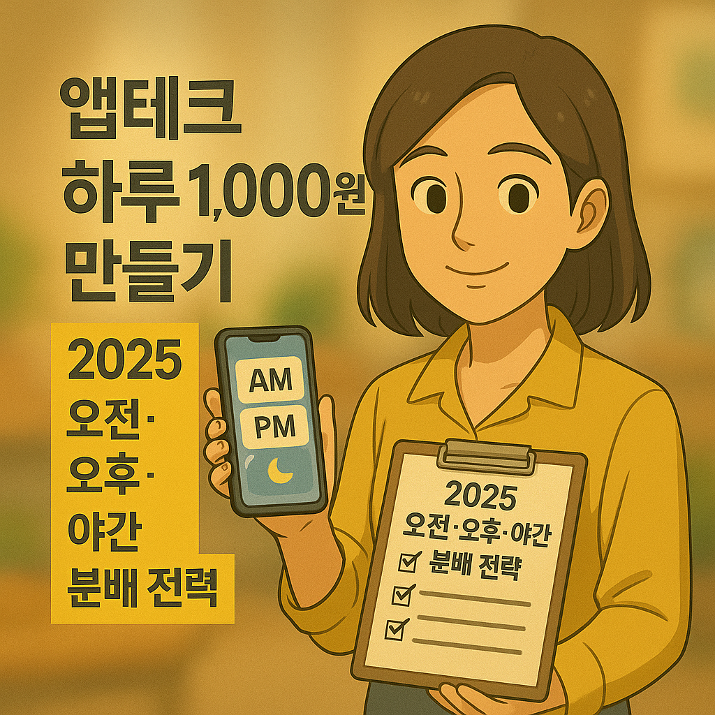 앱테크 하루 1,000원 만들기 ｜ 2025 오전·오후·야간 분배 전략