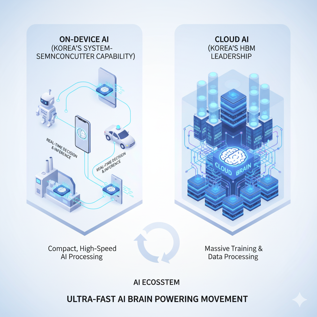이 작은 '순발력 뇌'인 온디바이스 AI 반도체가 시장을 더 크게 이끌 거라고 해요. 우리나라가 강점을 가진 HBM(고대역폭 메모리)은 GPU 기반 데이터센터 시장에서, 시스템 반도체 기술은 온디바이스 AI 시장에서 각각 중요한 역할을 하게 될 거예요.