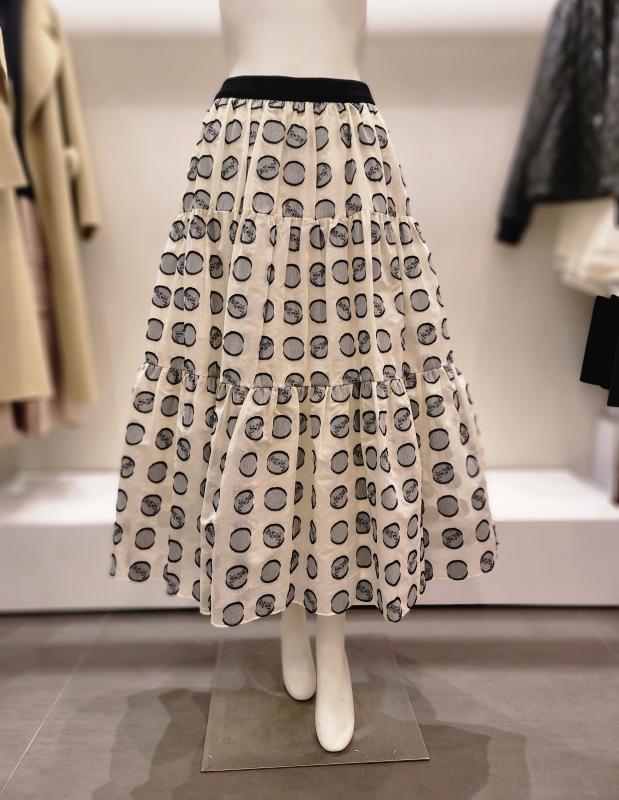 오즈세컨 도트 번아웃 티어드스커트 O22BAWSCM07W