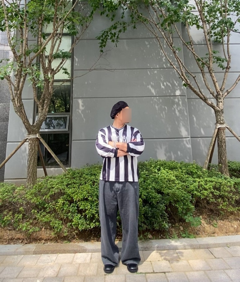 데일리룩('26. 8. 29.)밀리어네어햇 빈티지 헌팅캡 베레모, 필루미네이트 지브라 유벤투스 델피에로 티셔츠, 그리너리크리드 와이드 데님팬츠, 킨치 SHOWER 808 더비슈즈