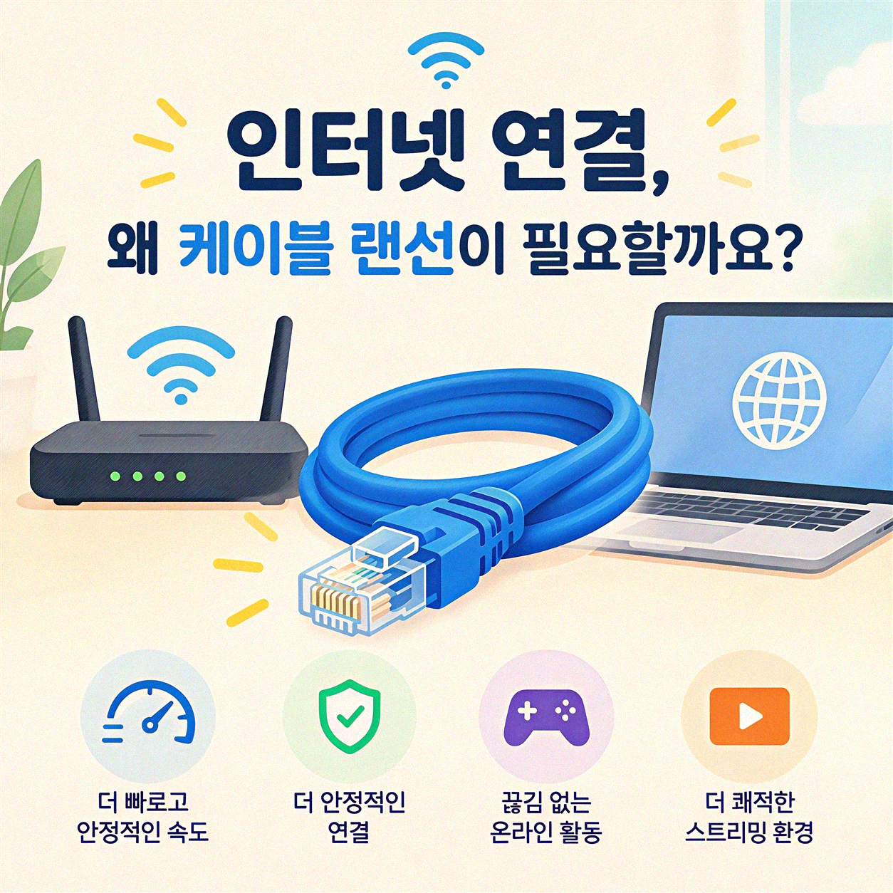컴퓨터 인터넷 연결, 케이블 랜선으로 쉽게 하는 방법