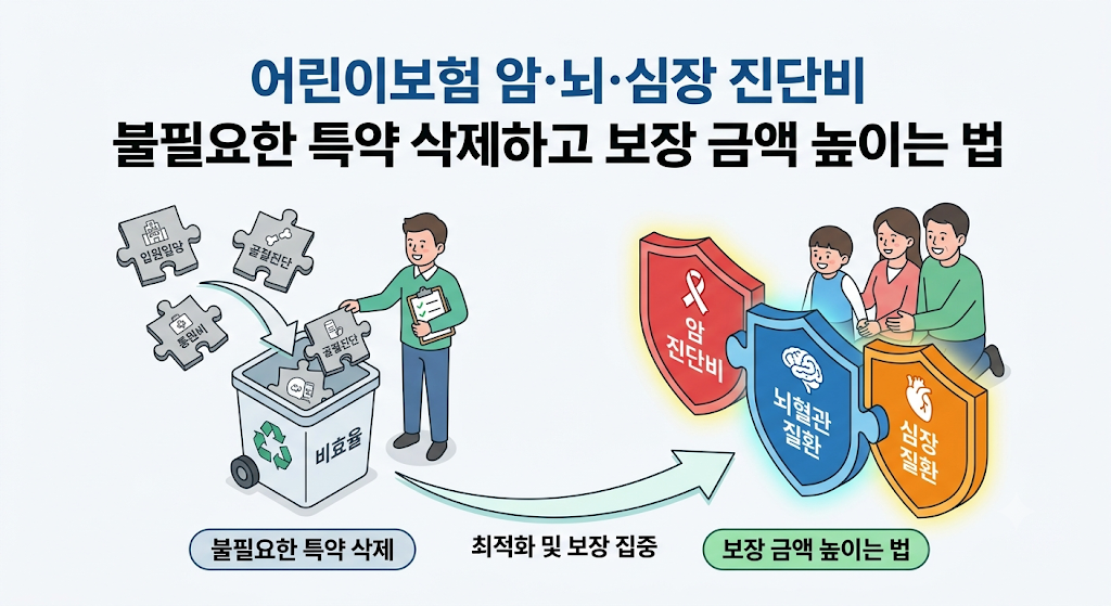 어린이보험 암·뇌·심장 진단비 불필요한 특약 삭제하고 보장 금액 높이는 법
