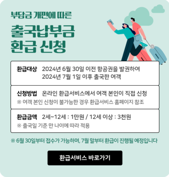 한국공항공사 환급 출국납부금