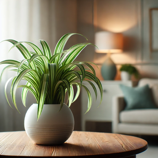 테이블위에 놓여있는 작은화분의 모습