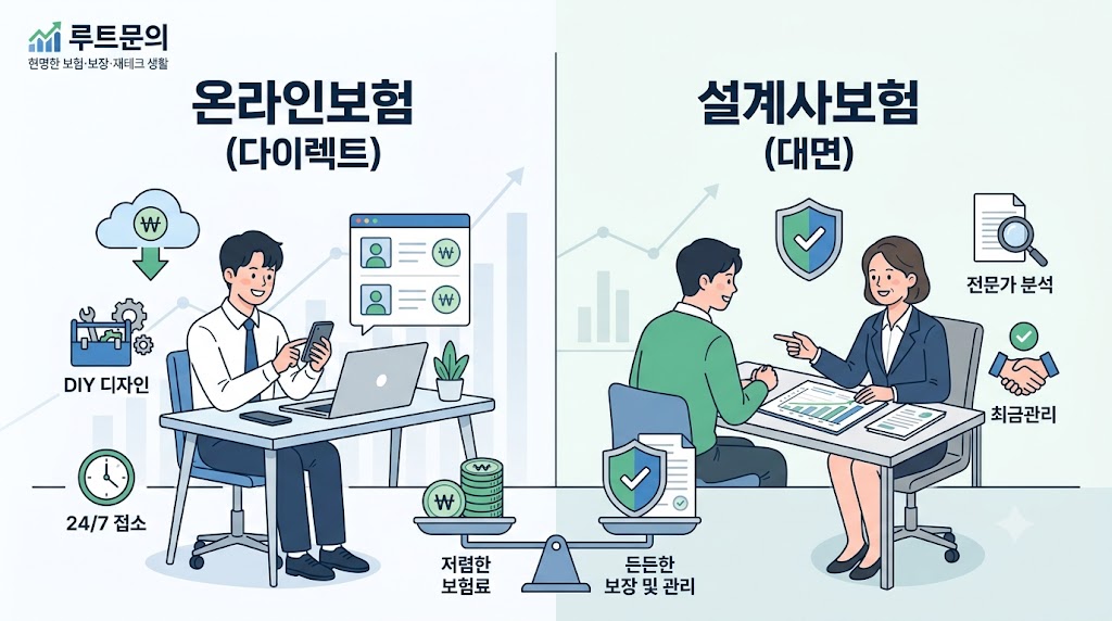 온라인보험 vs 설계사보험, 내 돈 아끼는 진짜 차이는?